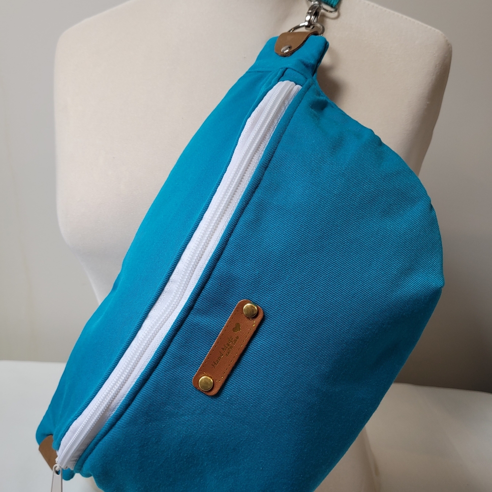 Blue Canvas Crossbody Sling Hip Bag